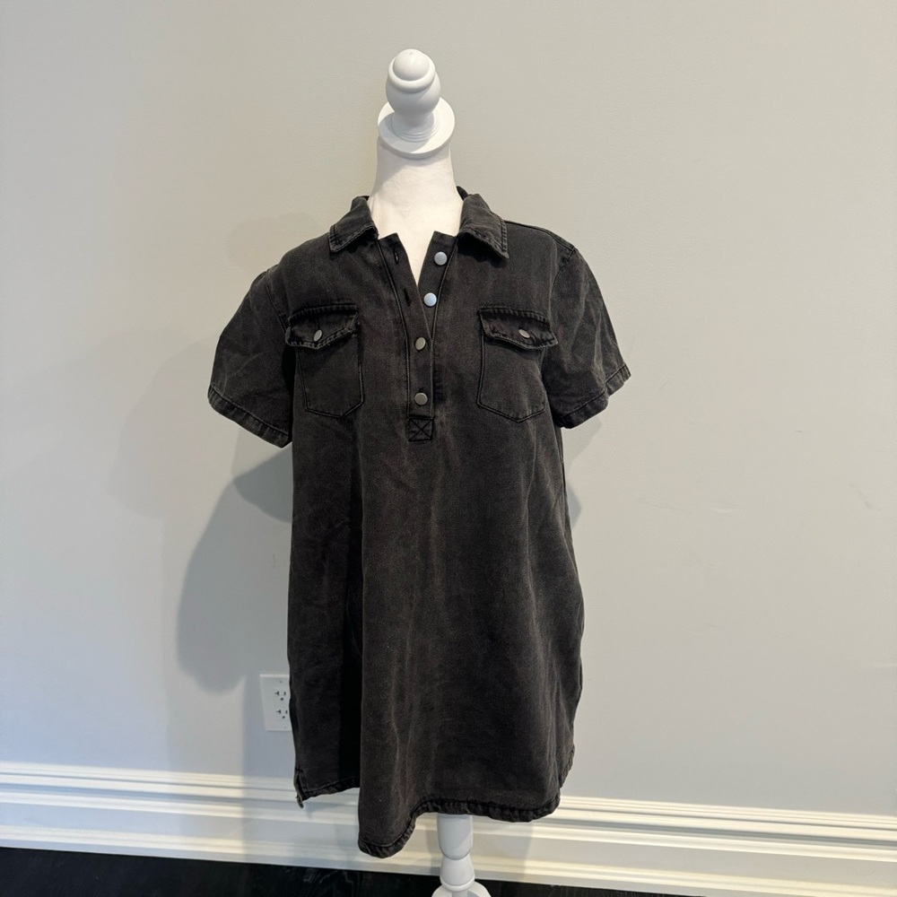 Garage Black Denim Shirt Dress